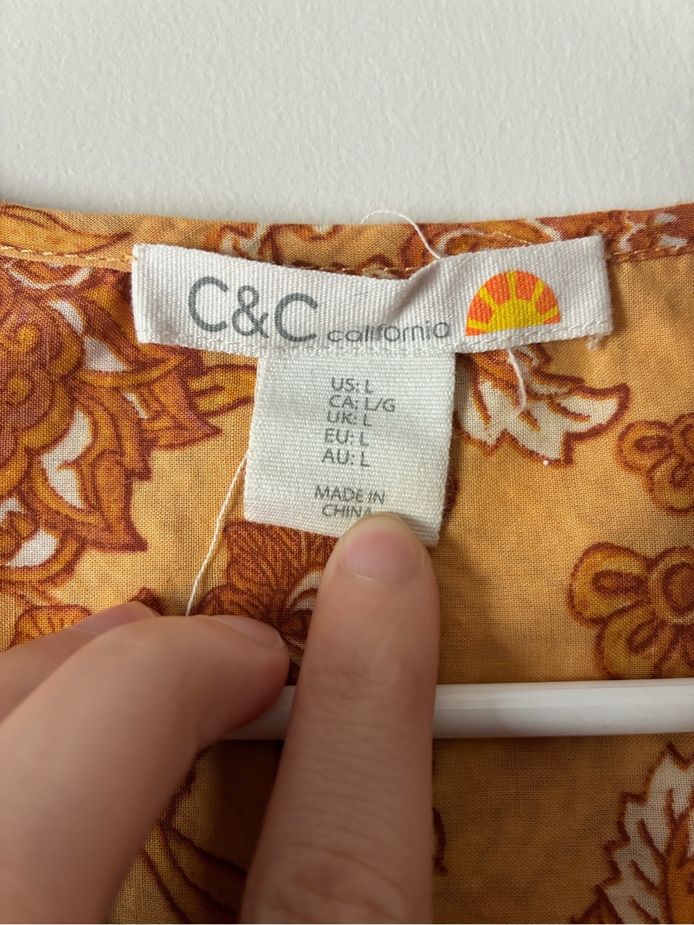 C&C California 100% Cotton Floral Top in Mustard Yellow - Picture 5 of 6
